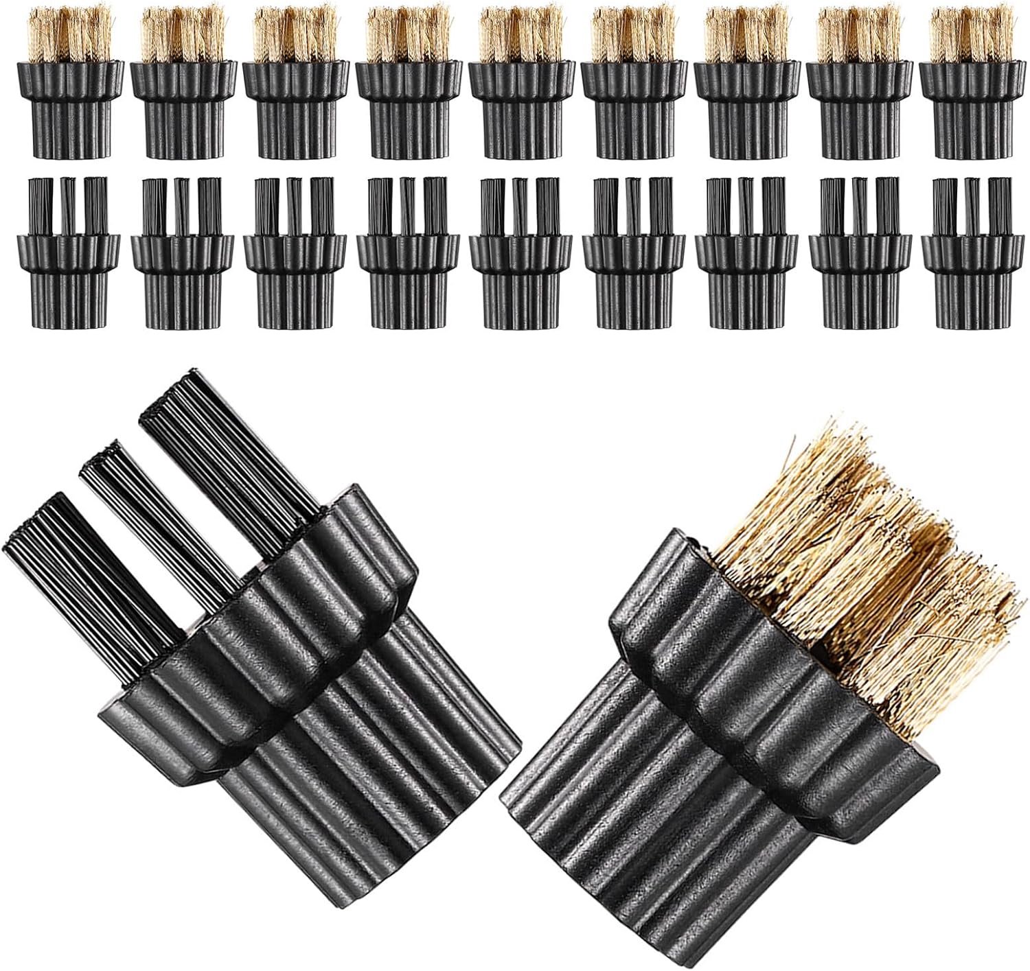 20 Stuks Delige Stoomreinigingsborstel Nylon Messing Borstelkoppen voor Keuken Badkamer Vloeren Vervangende Accessoires voor Handheld Stoomreiniger Effectieve Reiniging in Nauwe