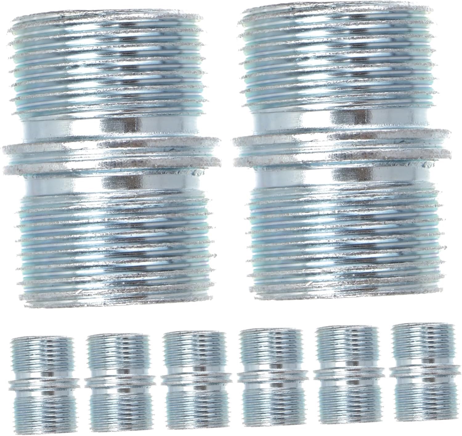 8 Stuks Delige Metalen Dubbele Kop Schroefdraad Connector met Dubbele Gleuf Universele Buisverbinder Moeren voor Stabiele Opslagrek Verbindingen Draadrekken