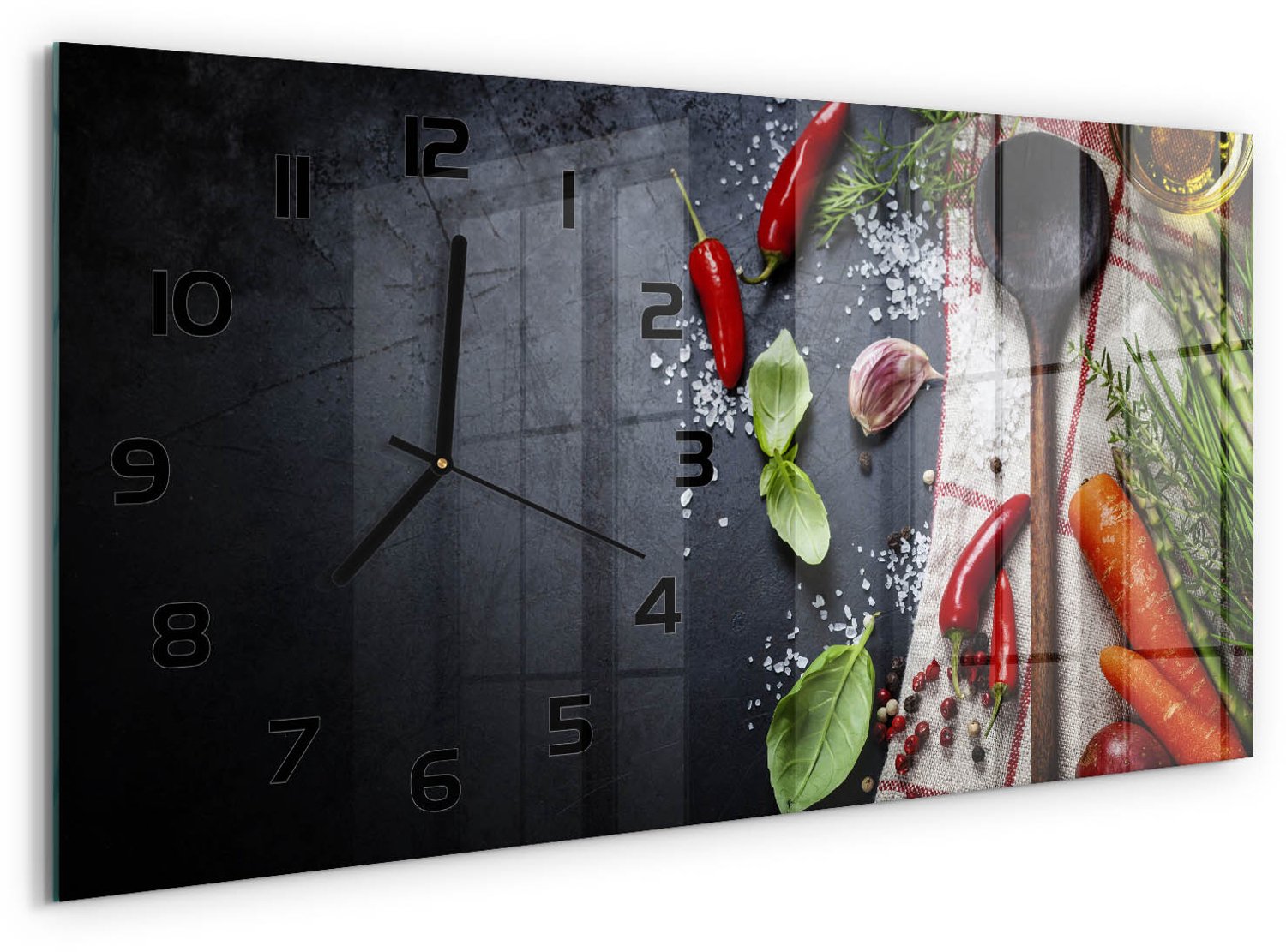 TULUP Wandklok - Onderdelen Glazen Klok Met Print - 60x30 cm - Veelkleurig Wandklok Glas Met Motief - Zwarte handen - Rechthoekige Klok - Wandklok Glas Decoratie - Gekleurde Glazen Klok