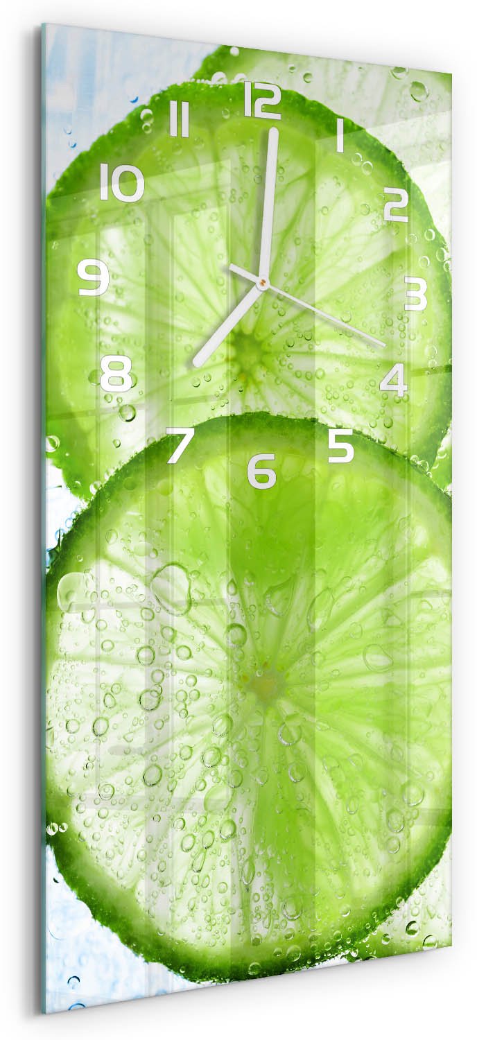 Tulup Wandklok - Kalken onder water Wandklok Glas Decoratie - 30x60 cm - Groente Gekleurde Glazen Klok - Witte handen - Rechthoekige Klok - Klok Glas Met Opdruk - Moderne Wandklok Glas