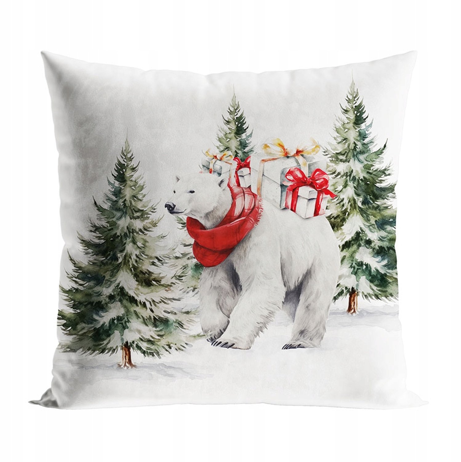 Kerst Kussenhoes 45x45cm - Vrolijke Poolbeer - Velvet