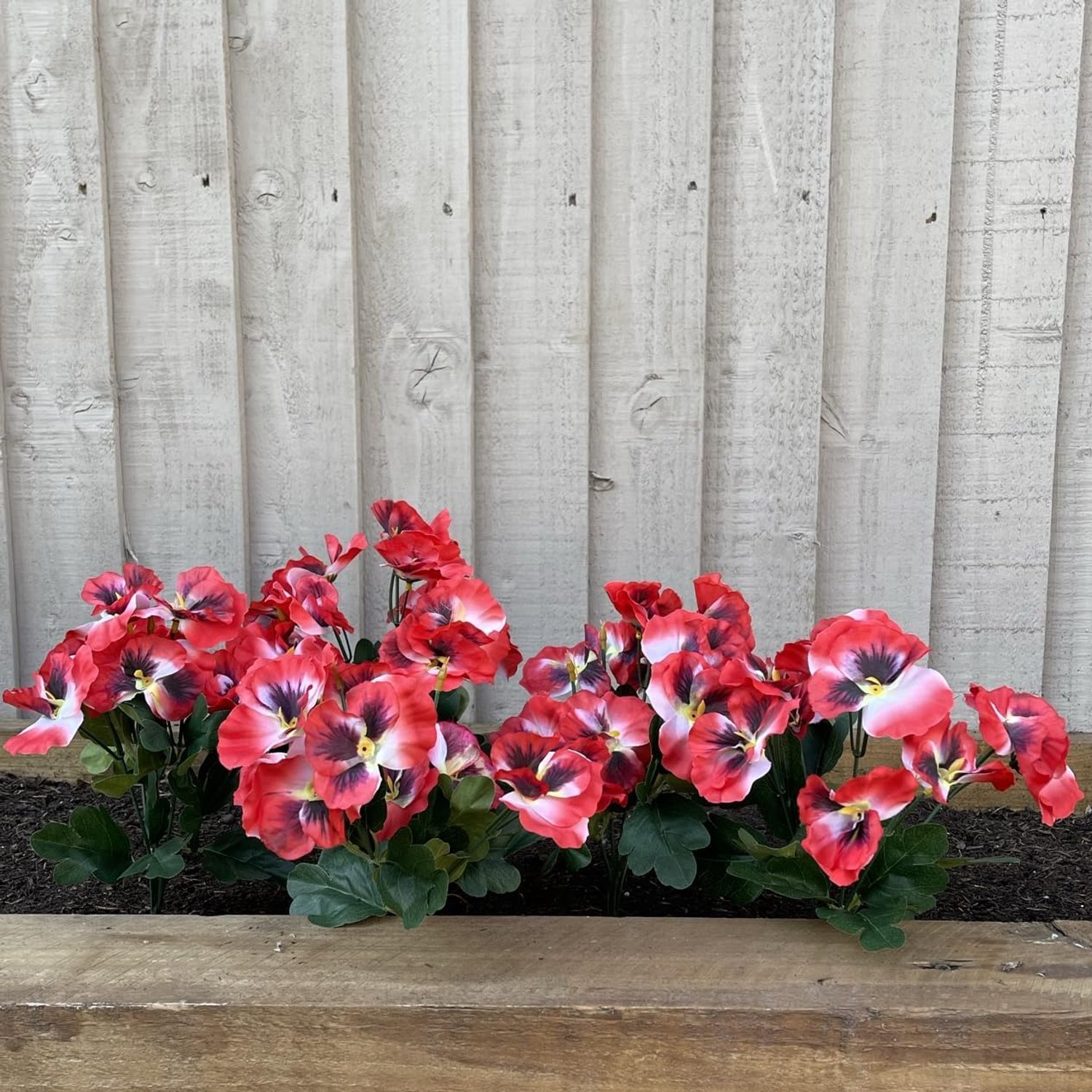 Kunstmatige viooltjesbloemen - nepplanten voor buiten of binnen - kunstbloemdecoraties met vervagingsbestendige kleur - POTEN NIET INBEGREPEN (5 stuks - rood)