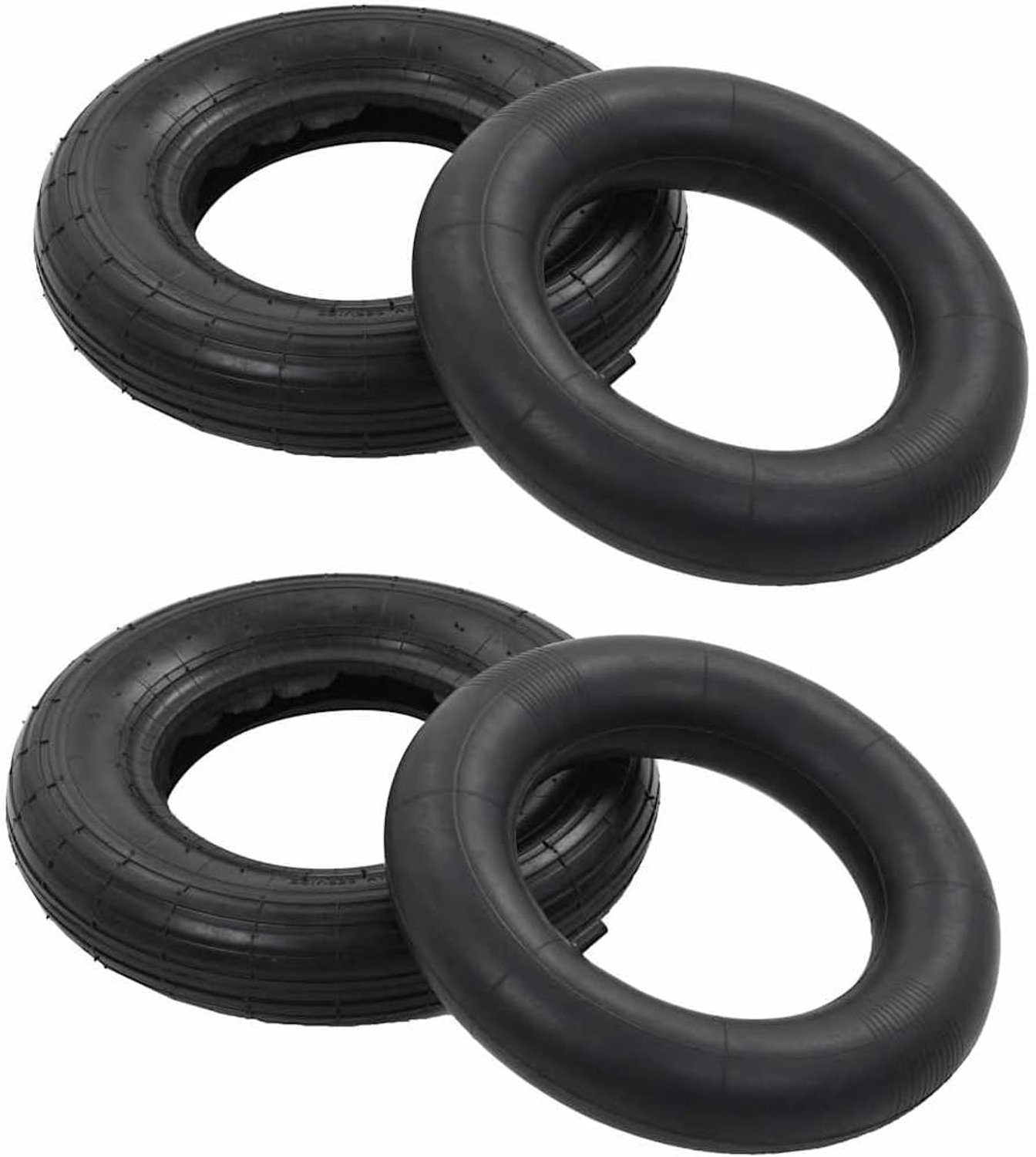 4-delige kruiwagenbandenset 3.50-8 4PR met binnenband - reservebanden van duurzaam rubber voor steekwagens en transportwagen