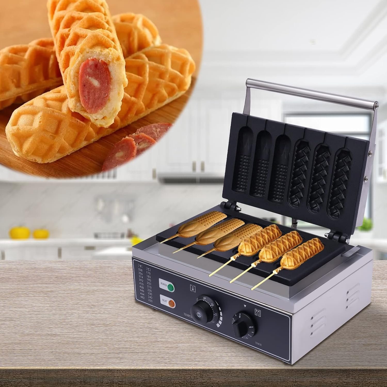 Wafelijzer, anti-aanbaklaag, 1500 W, 50 ~ 300 °C, wafelijzer voor verse Belgische wafels, anti-aanbak, elektrische mini-pannenkoeken, maker, machine-ijzer, sandwichmaker
