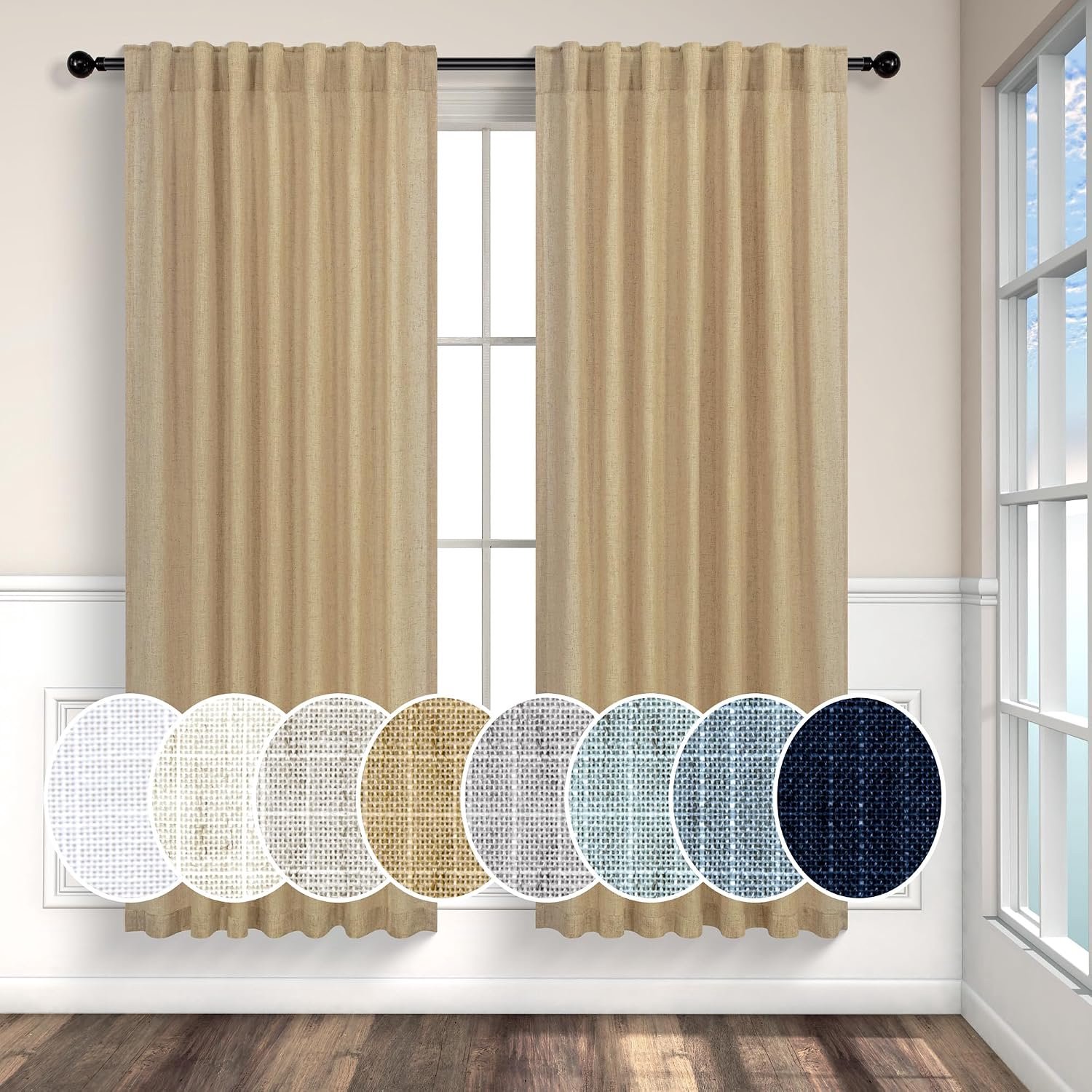 Bruine gordijnen 183 cm lengte voor kinderslaapkamer 2 panelen roedezak achterkant tab warm herfst decor kaki kameel gerst jute jute kleur gordijn voor woonkamer eetkamer kinderkamer