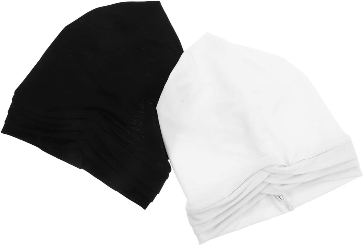 2 Stuks Hijab Undercap Ademend Elastisch Hoofddoek Binnenmuts Zachte Polyester Stretch Front Cross Hoofdbedekking voor Moslim Vrouwen Zwart Wit Comfortabel voor Dagelijks