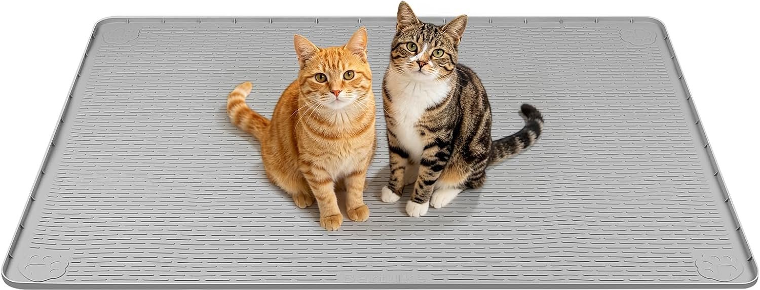 Matten met hoge rand, slaapmat voor huisdieren, transportboxmat voor kattenkooi, wasbaar, waterdicht, lekvrij (lichtgrijs, 101,6 x 101,6 cm)