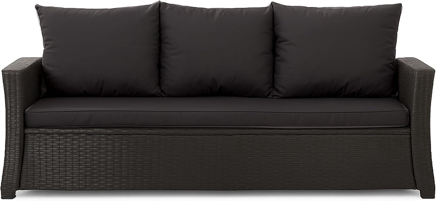 Outdoor zitkussen, voor tuinbank van polyrotan, voor buiten, bankkussen, zitkussen, rotan, schommelbank, zwart, 150 x 50 x 50 cm