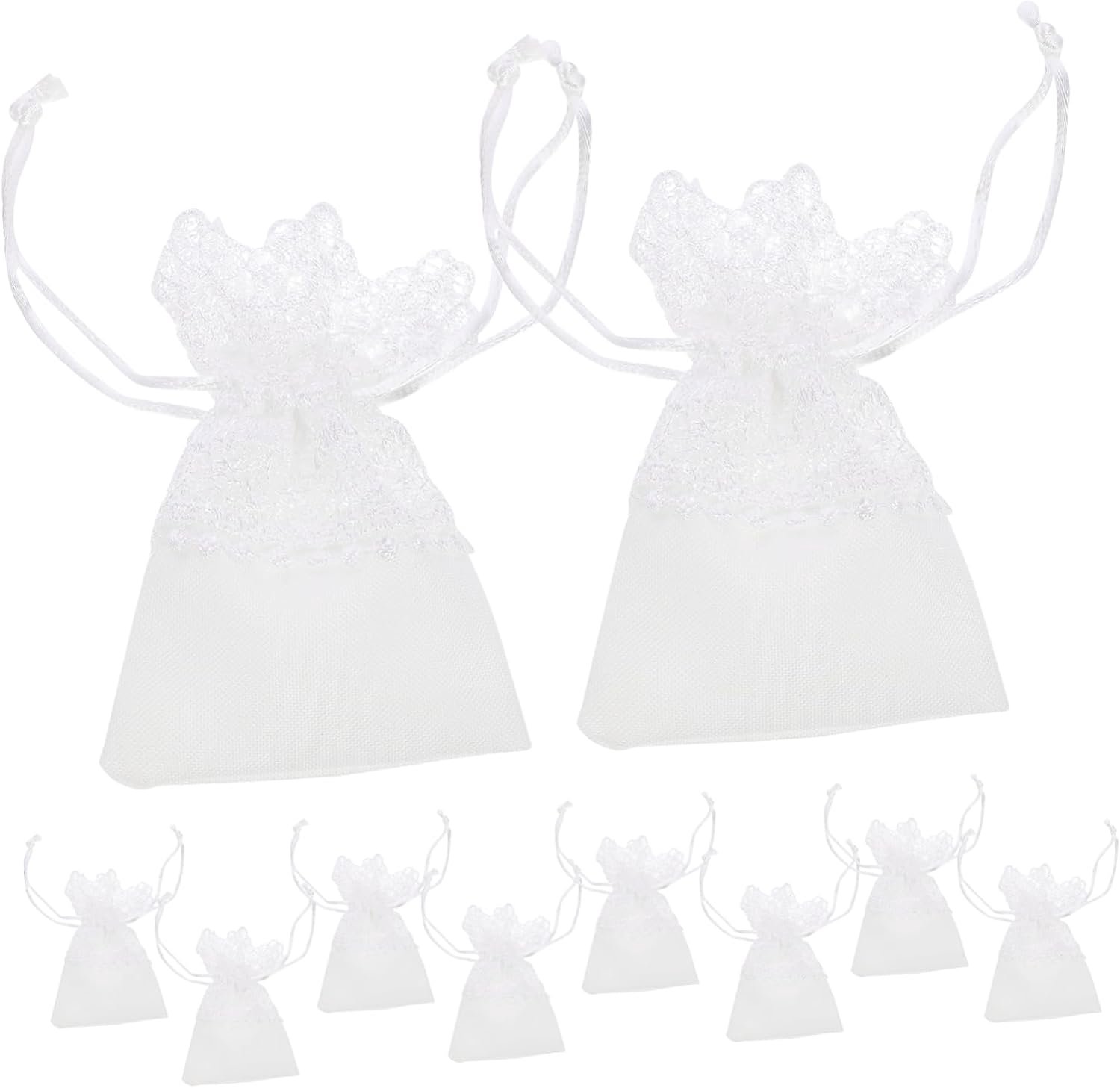 3 Sets Trekkoord Sieraden Opbergzakjes Sieraden Zakjes Bruiloft Snoepzakje Witte Trekkoord Zakjes 10st*3
