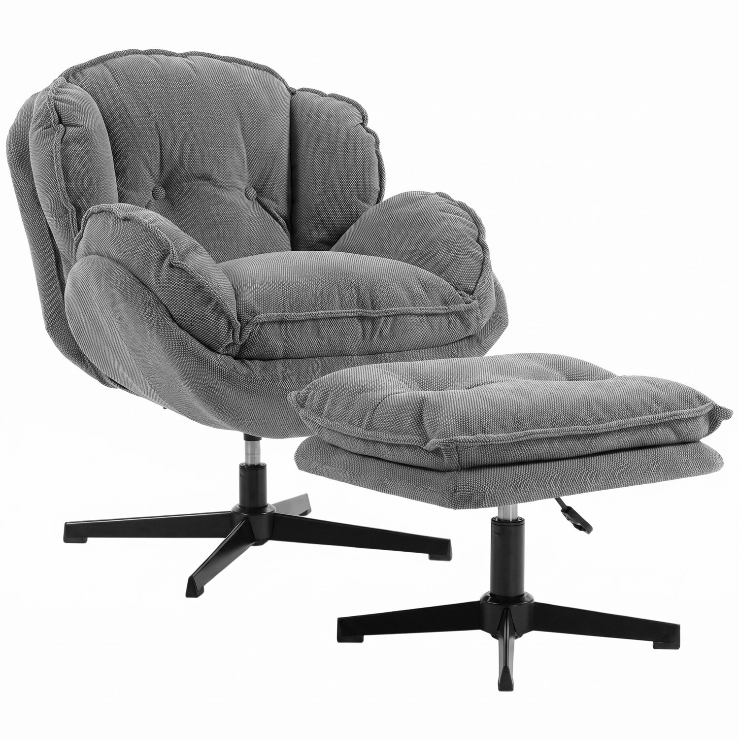 Homcom Accent Chair with Ottoman-Polyester-74 x 86 x 85 cm-Grau Grijs
