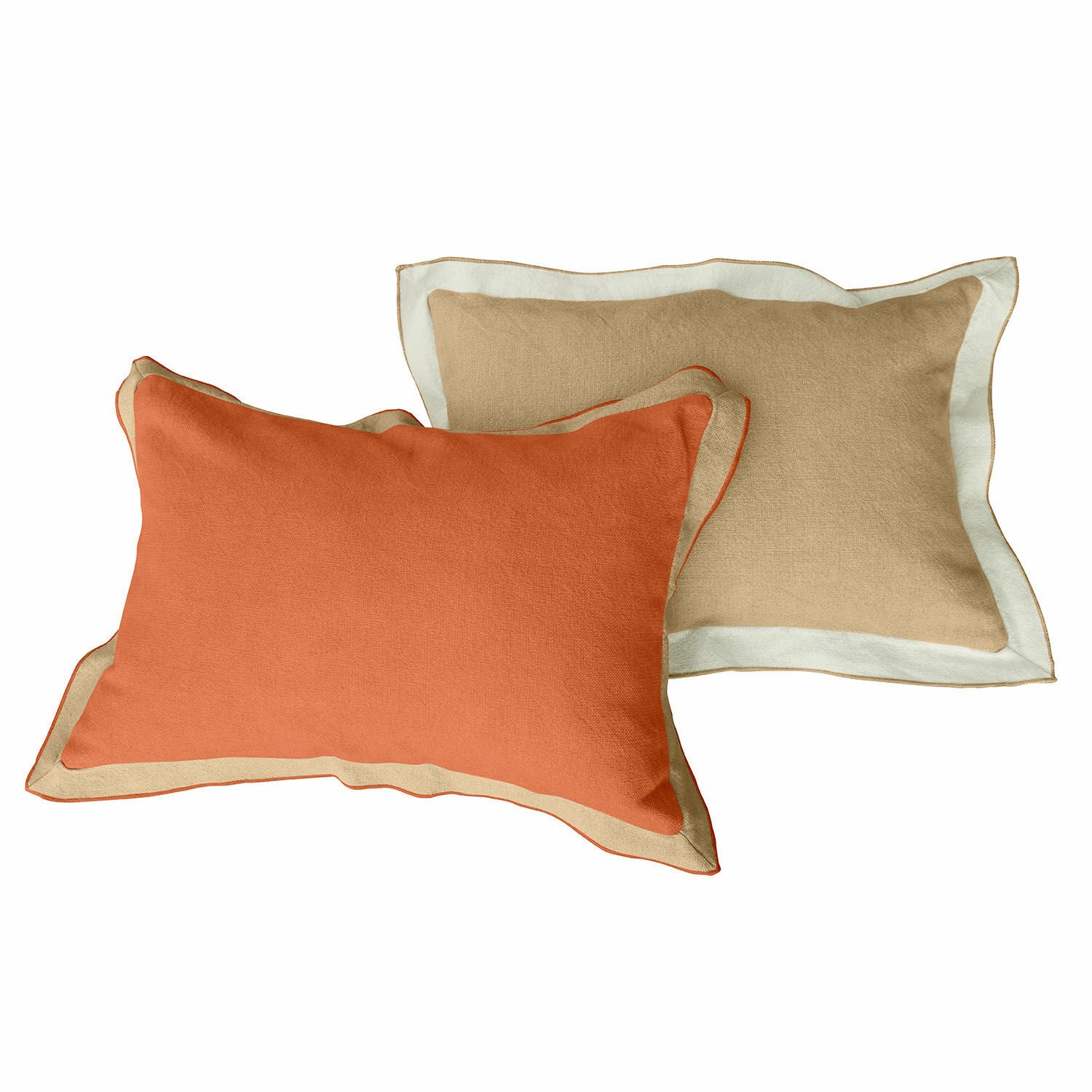 Loberon Kussenhoes set van 2 Florcelles beige/terracotta