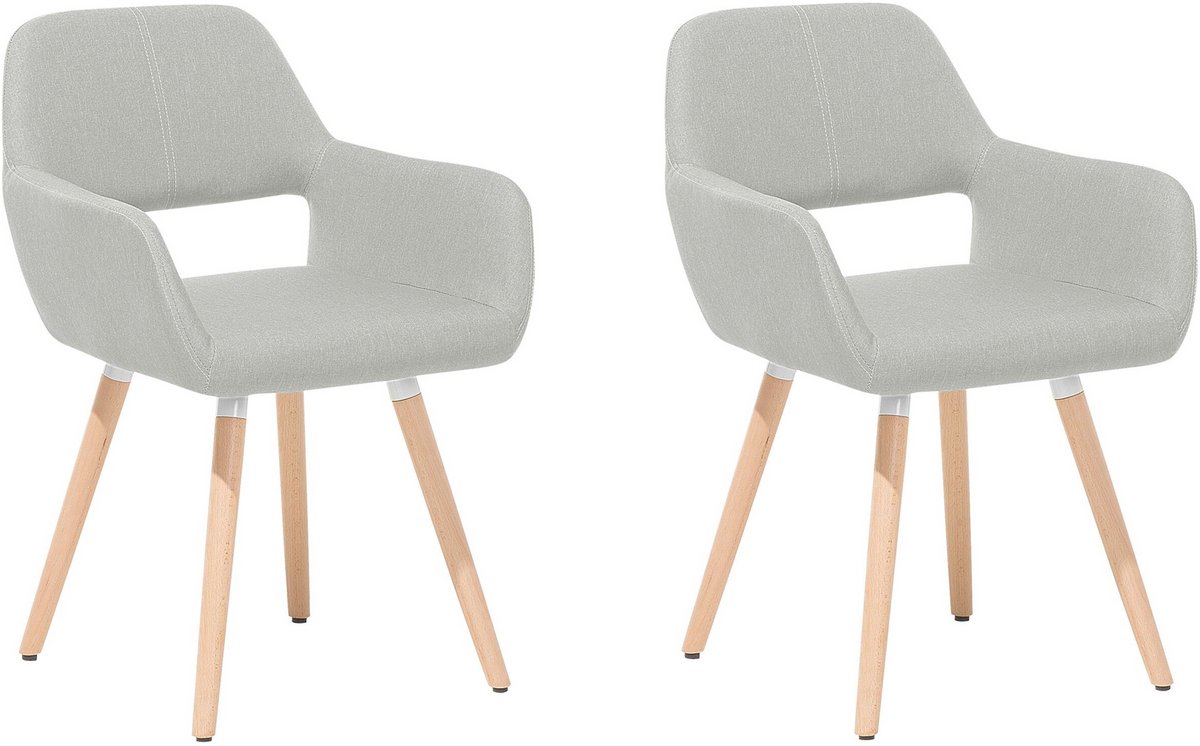 Beliani CHICAGO - Eetkamerstoel - Grijs - Polyester