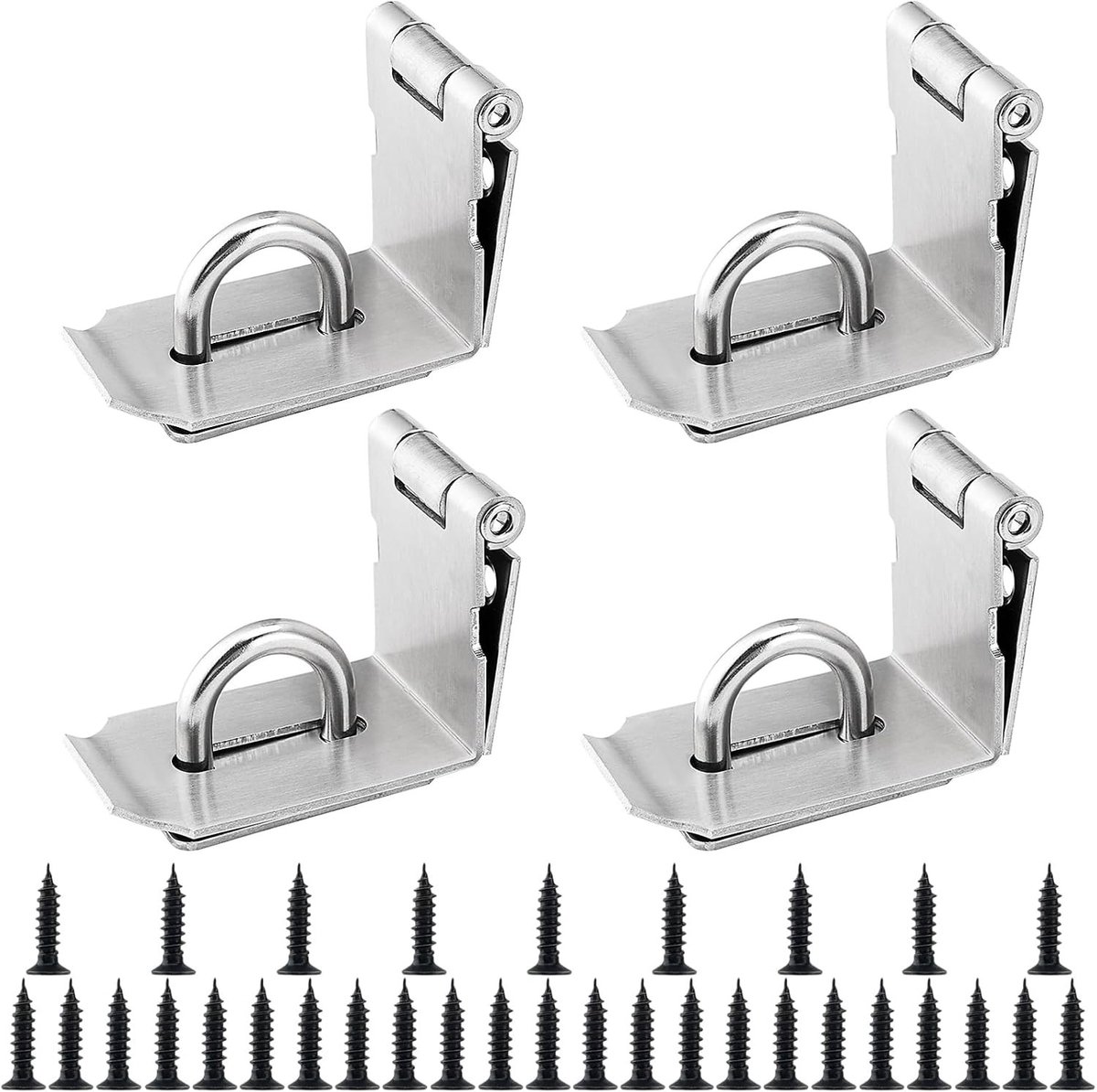 4 Stuks 4 Inch 90 Graden Hangslot Hasp, Kleine Rechte Hoek Hasp Slot met Schroeven voor Deur en Raam, Veiligheid en Duurzaamheid