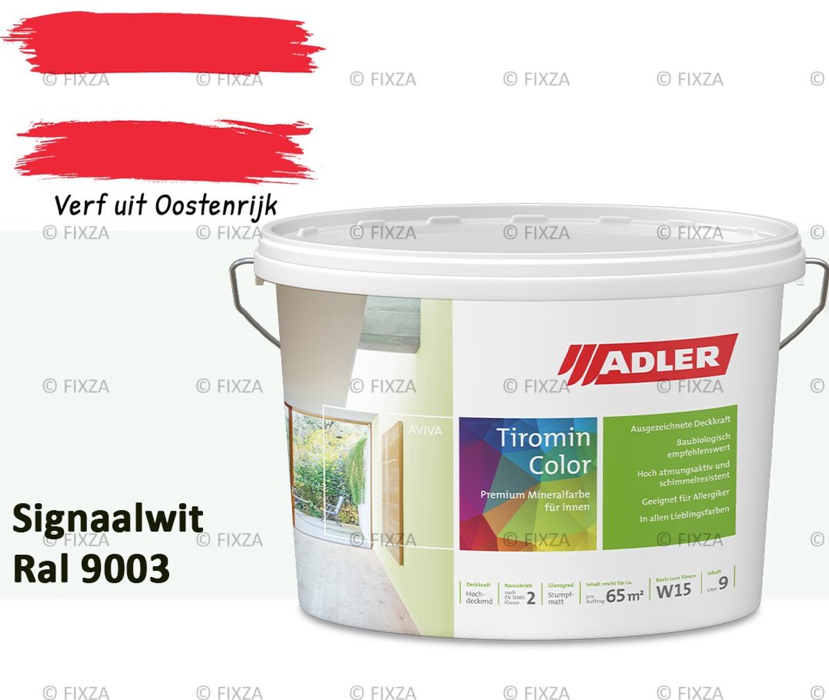 ADLER Aviva Tiromin-Color Silicaat Muurverf Binnen – 1 Liter – RAL 9003 Signaalwit, Hoogdekkende & Ademend – Ecologische Schimmelwerende Wandverf