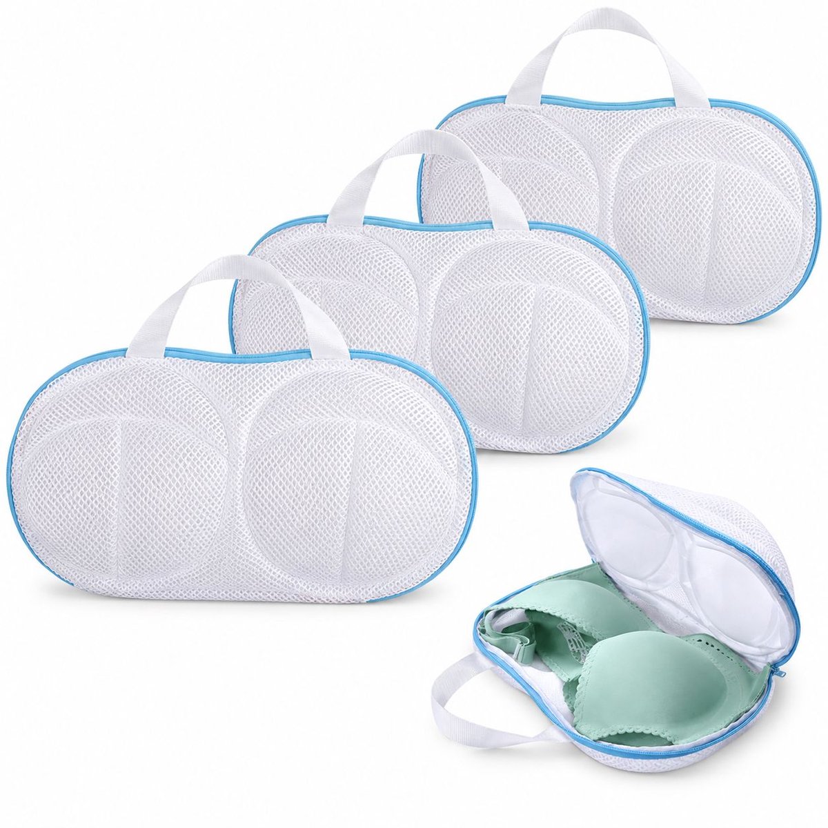 VHV - Bh waszakken - 4 stuks - 35 cm - Blauw - Anti-vervorming - Bh waszakje - Kledingzakjes - op reis