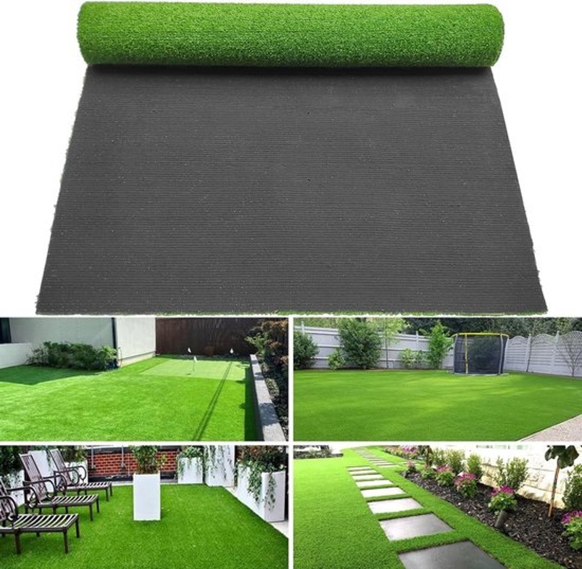 Kunstgras gazon - balkonkleed - buitendecoratie - weerbestendig UV - 9x15 meter - groen bruin