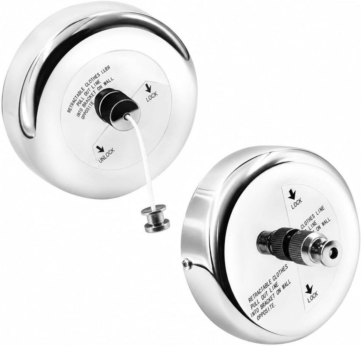 2PACK Retractable Clothesline SUS304 Clothesline Tumble Dryer with Adjustable Rope String Hotel Style Wall Mounted - ShopVlot