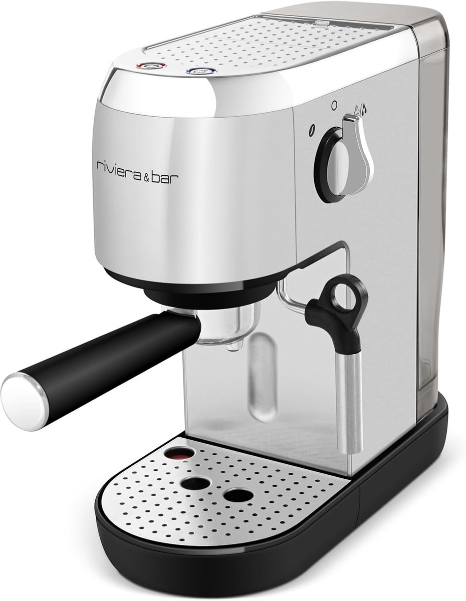 espressomachine 1400W - geborsteld inox - 19 bar - compacte vormgeving voor rijke koffie - ShopVlot