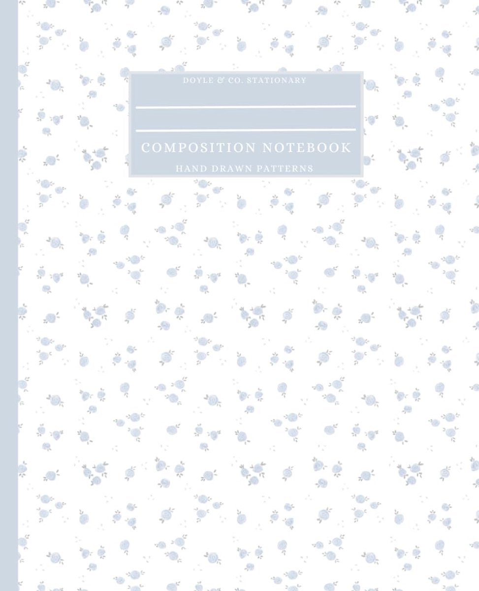 French Floral Notebook – Light Blue Rose Pattern on Soft White - ShopVlot