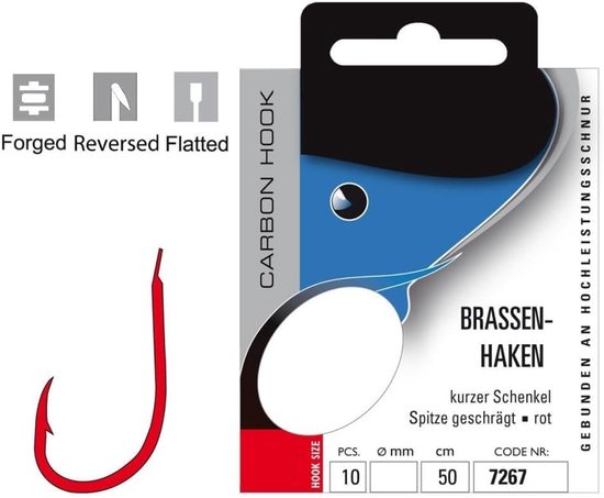 Set: 2 pakjes gebonden Brasehaken van Jenzi, allround haak, karper rood (12 stuks) haakgrootte 8, 10, 12, 14, 16 & 18 - ShopVlot — afbeelding 3