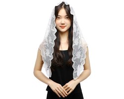 RUNRAYTriangle Church Lace Church Veil for Latin Mass Mantilla Flower Church Veil, Style 4 - ShopVlot