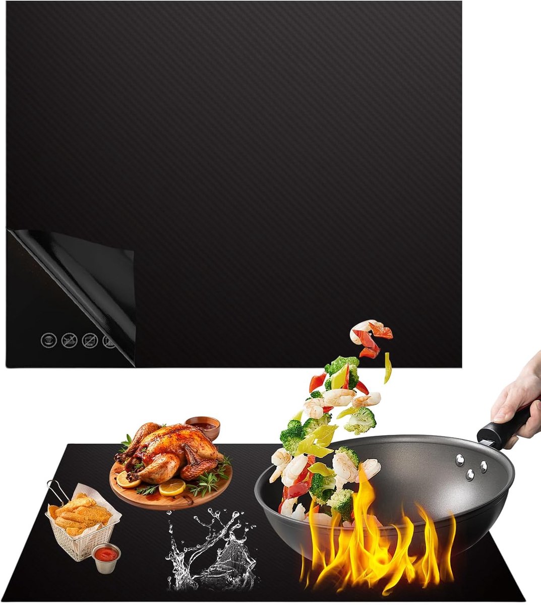 Heat Resistant Protective Mat for Induction Hob, Black (51 x 63 cm) - ShopVlot