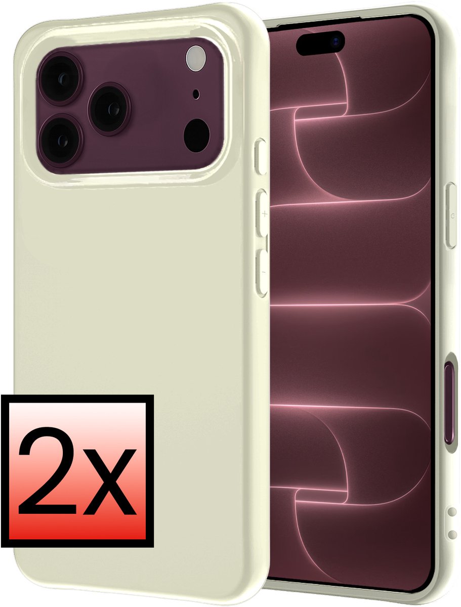 Hoesje - 2 Stuks - Geschikt voor Apple iPhone 18 Pro - Sterk & Shockproof - Case Siliconen - Back Cover - Telefoon Hoes - Wit