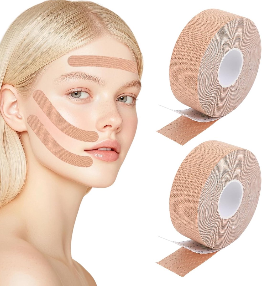 Effectieve Face Lifting Tape voor Anti-Aging, 2 Rollen van 1 inch x 5 meter voor een Strakkere Huid en Vermindering van Rimpels