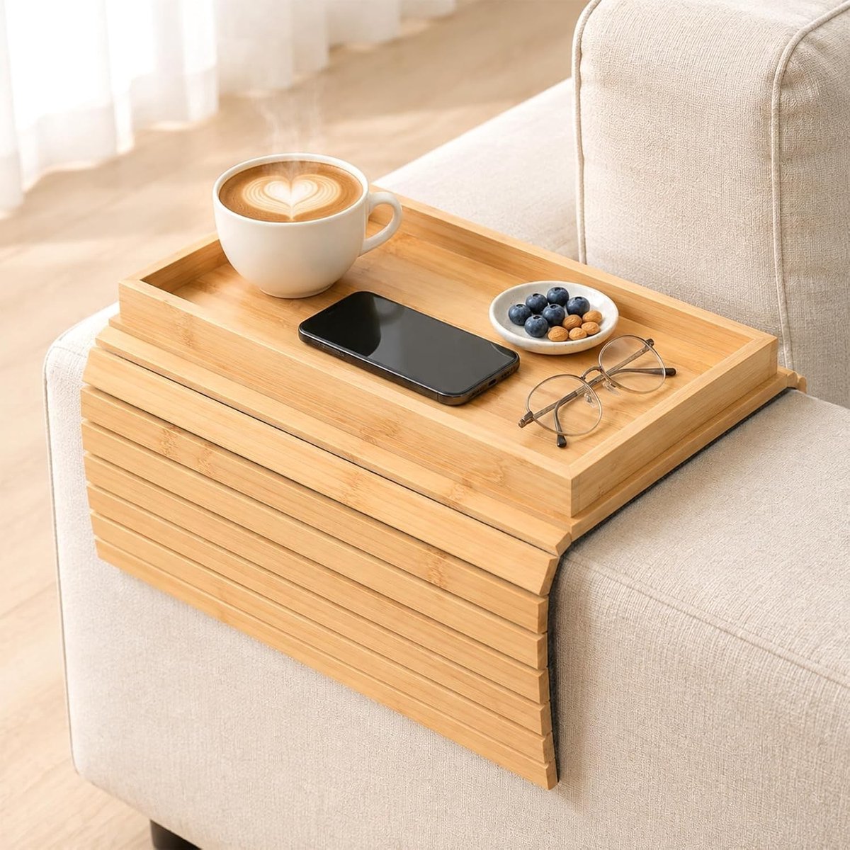 Vouwbare en Antislip Armsteun Tray van Bamboe voor Comfortabel Gebruik en Organisatie
