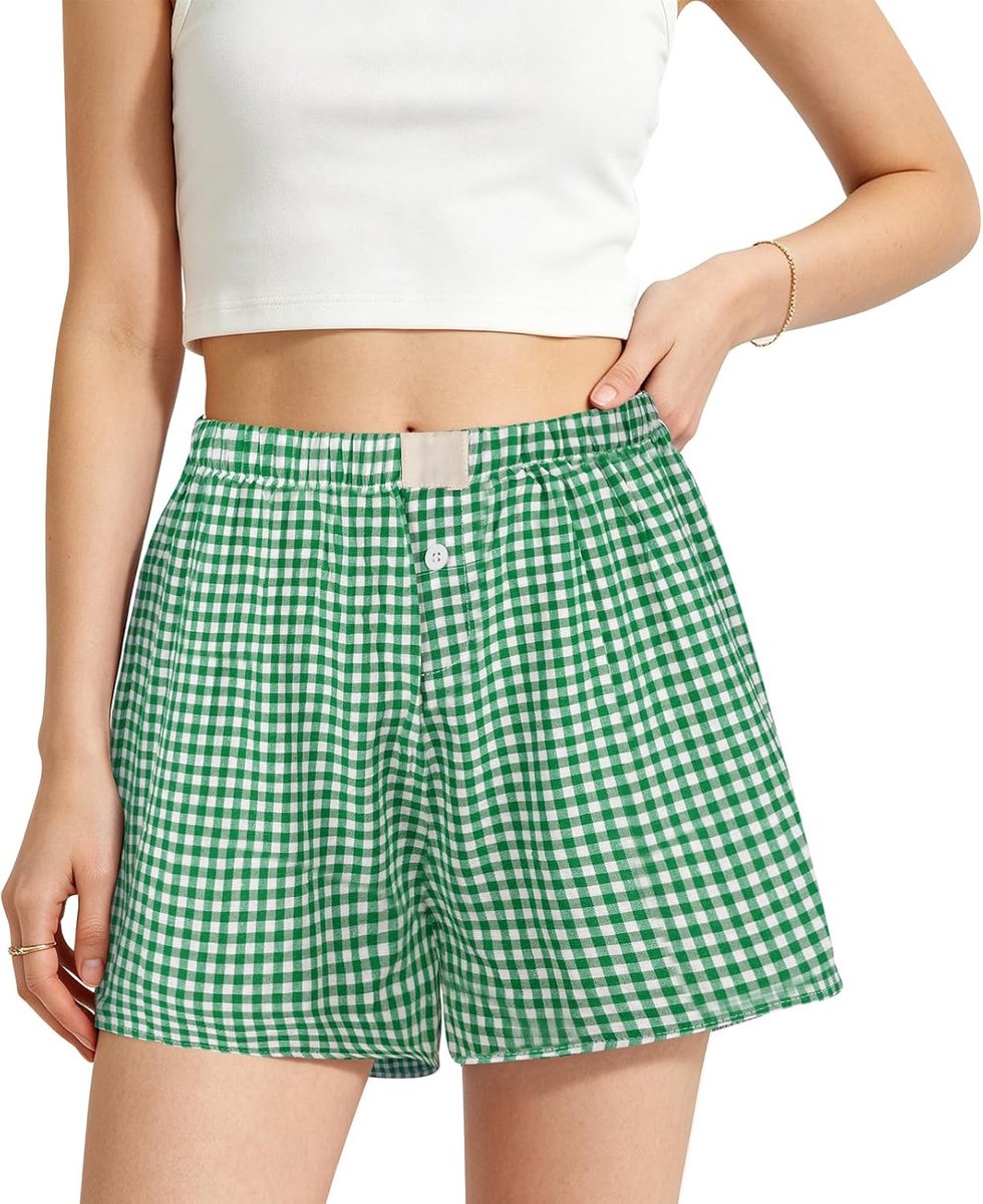 Pyjamabroek voor dames, lang, geruit
