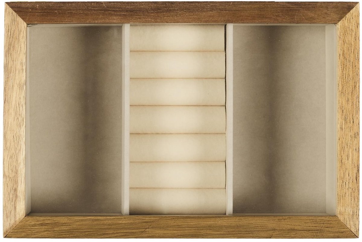 CALICOSY - Houten sieradenkistje van acaciahout en glas B24 cm- LIA
