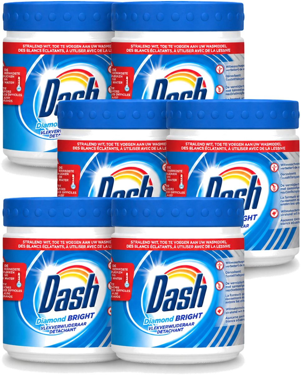 6 x Dash - Diamond Bright - Vlekverwijderaar Poeder - Voor Witte Was - 500 g - Voordeelverpakking - 6 stuks