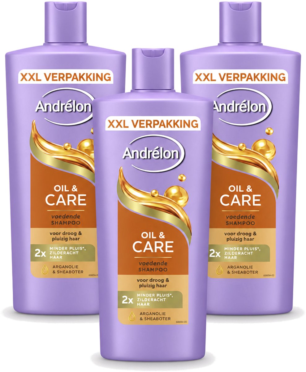 3 x Andrélon – Shampoo – Oil & Care – 685 ml - Voordeelverpakking - 3 stuks