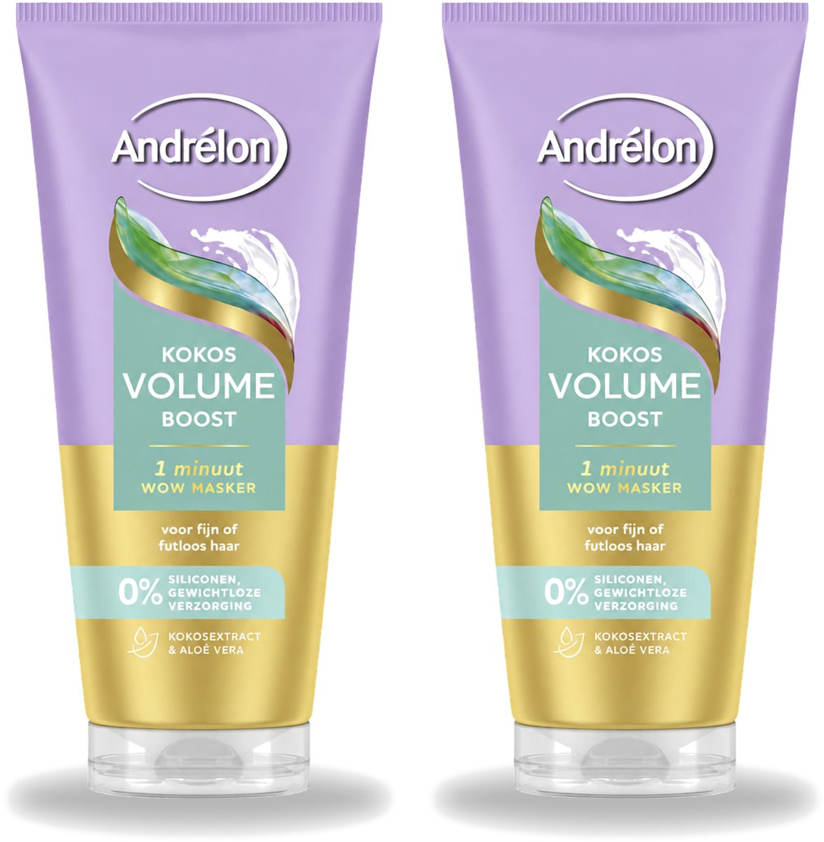 2 x Andrélon – Haarmasker WOW – Kokos Volume Boost – 180 ml - Voordeelverpakking - 2 stuks