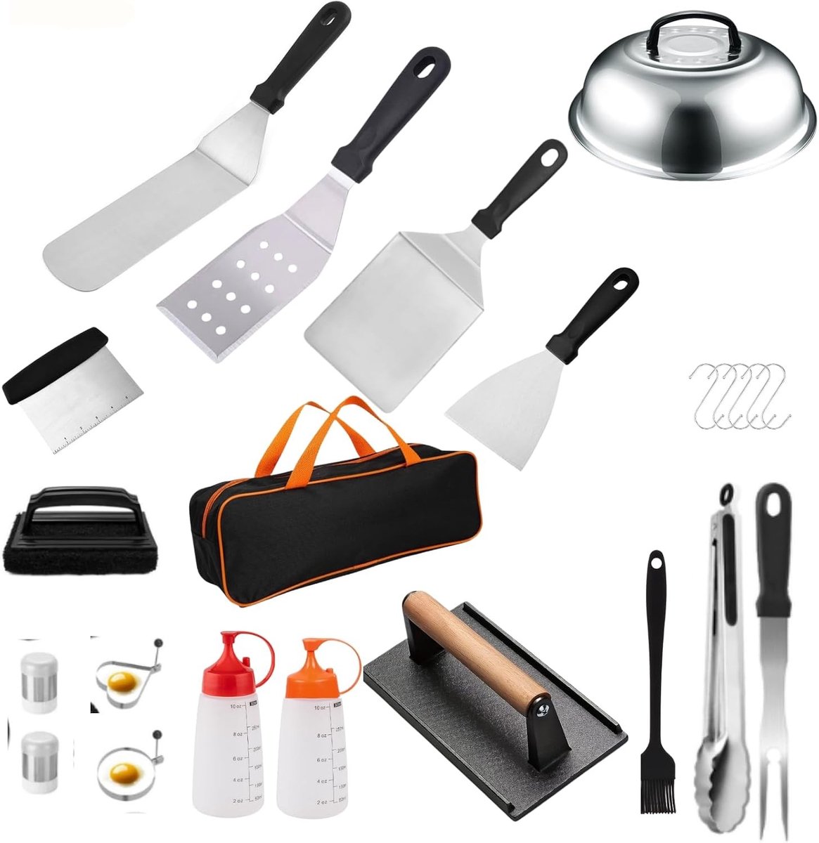 Complete 23-delige BBQ bestekset met accessoires, inclusief spatel en vlees snijder voor buiten teppanyaki en grillplezier