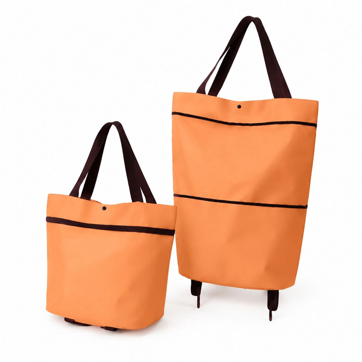 VHV - 2-in-1 boodschappentrolley - Waterdichte trolleytas - Lichtgewicht - Opvouwbaar - Oranje kleur - Boodschappenwagen - in en rond de auto
