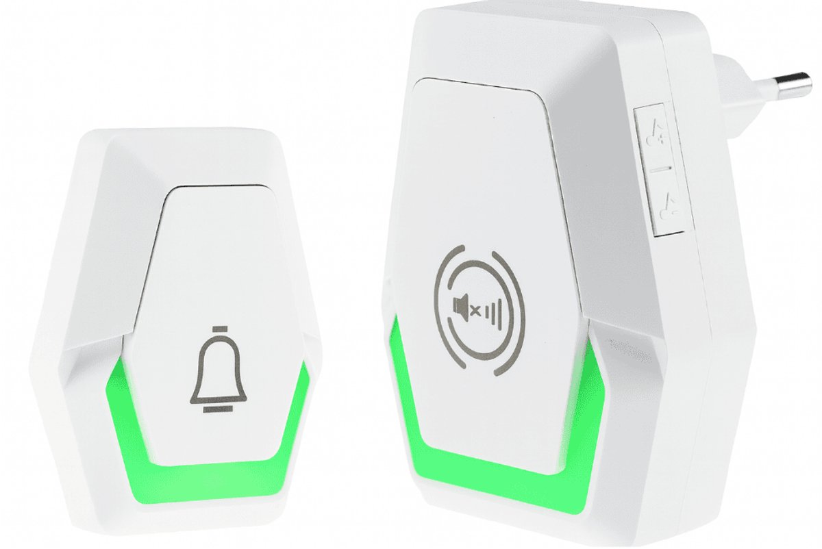 Pilota Porta draadloze deurbel 400 meter bereik met 1 ontvanger + flitslicht - 100 decibel - 39 melodieën - IP44 - wit draadloos - voor stopcontact - elektrische deurbel -