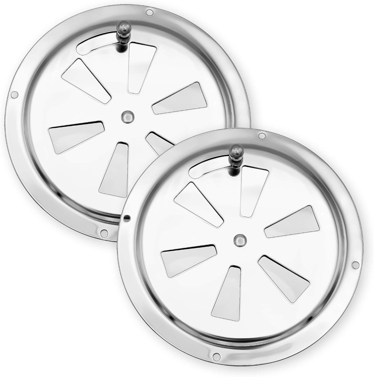 2 x stainless steel ventilation grille Ø 125 mm quality gill plate double pack I Grill ventilation slider for smoker - ShopVlot