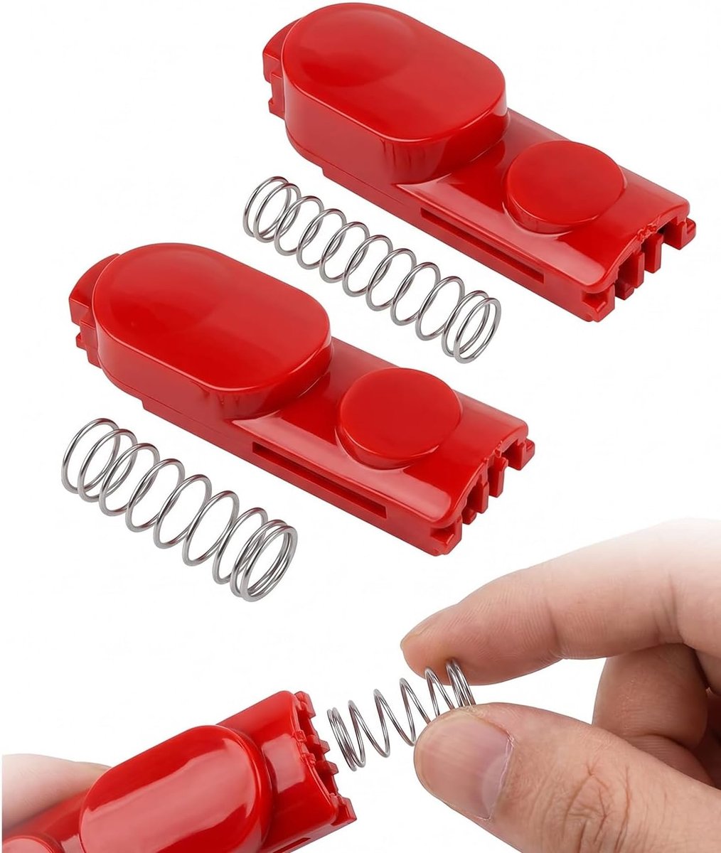 Ontgrendelingsknop met veer - 2 stuks rood - plastic vervanging - snel en betrouwbaar repareren - ShopVlot