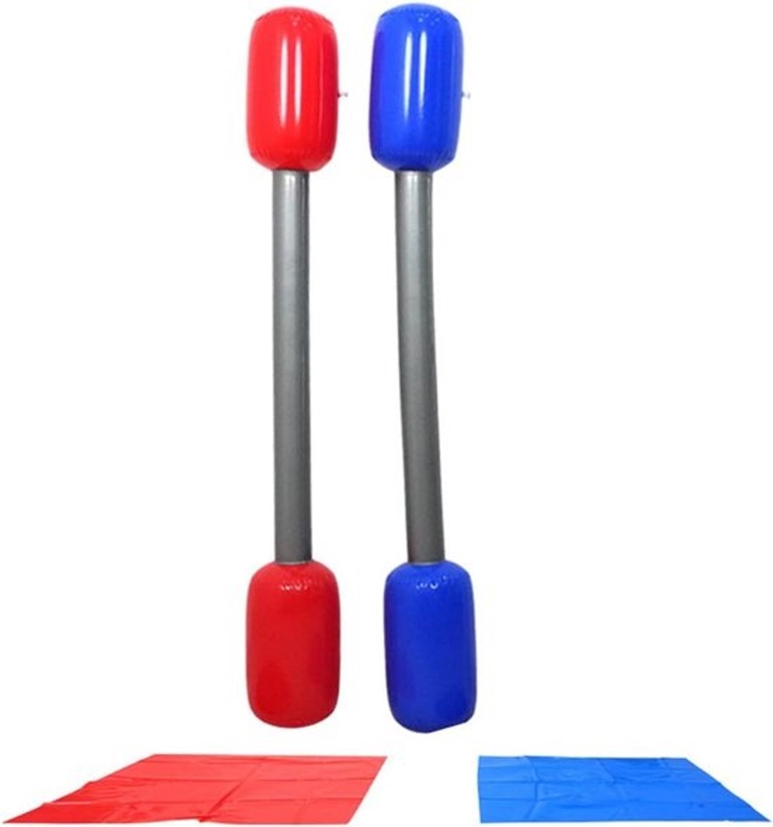 Opblaasbaar gladiatorspel - Set met stokken en matten - Spel voor buitengevechten - Duurzaam PVC-materiaal - 17x17x143cm - Veelkleurig