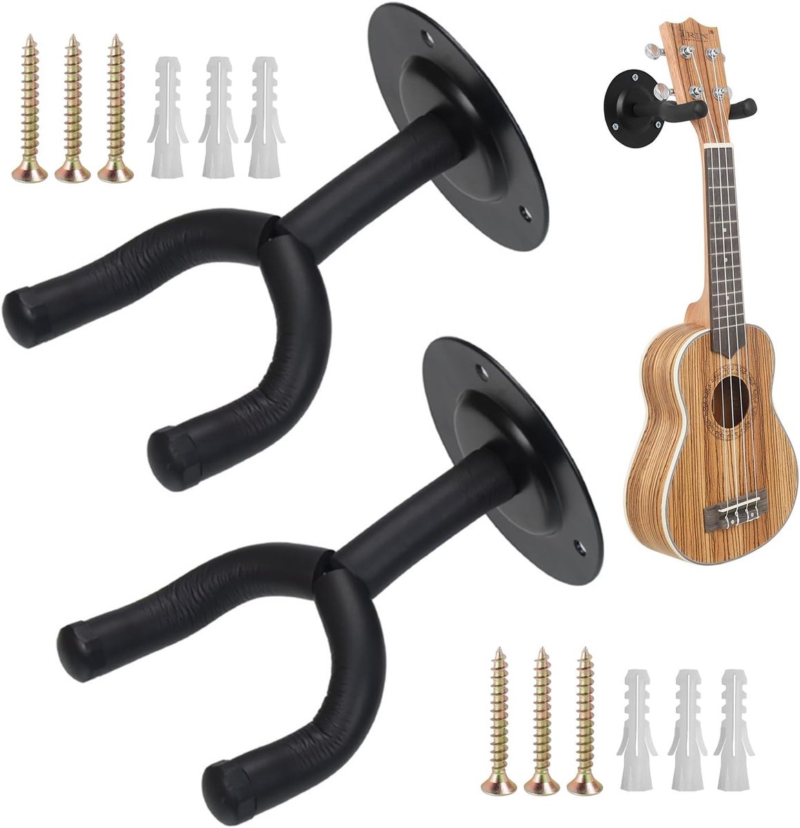 Guitar Wall Mount 2 Pack - Gitarenhanger met Swivel Soft Holder - Stevige metalen constructie - ShopVlot