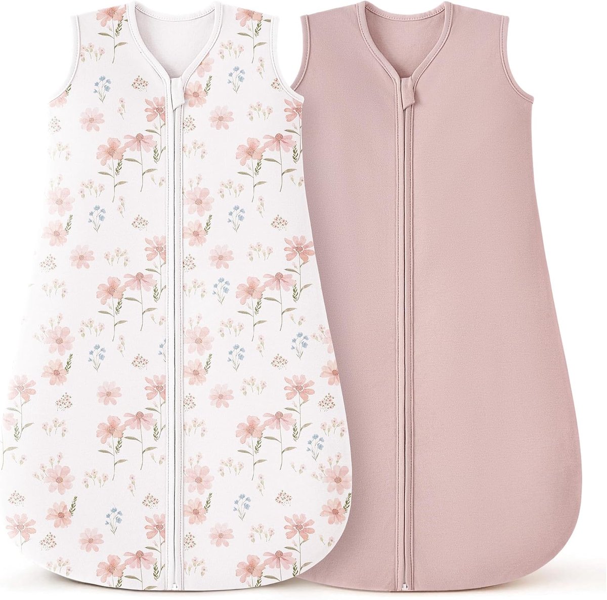 Bearmoss Babyslaapzak voor de zomer, set van 2 stuks, 0,5 TOG, 100% katoen, 67 cm, voor pasgeborenen van 0-6 maanden - ShopVlot