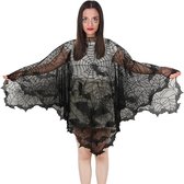 Halloween-mantel, zwarte vleermuis-spinnenweb outfit - kanten mantel, geschikt voor Día de los Muertos en Halloween-feest, 57 inch × 57 inch