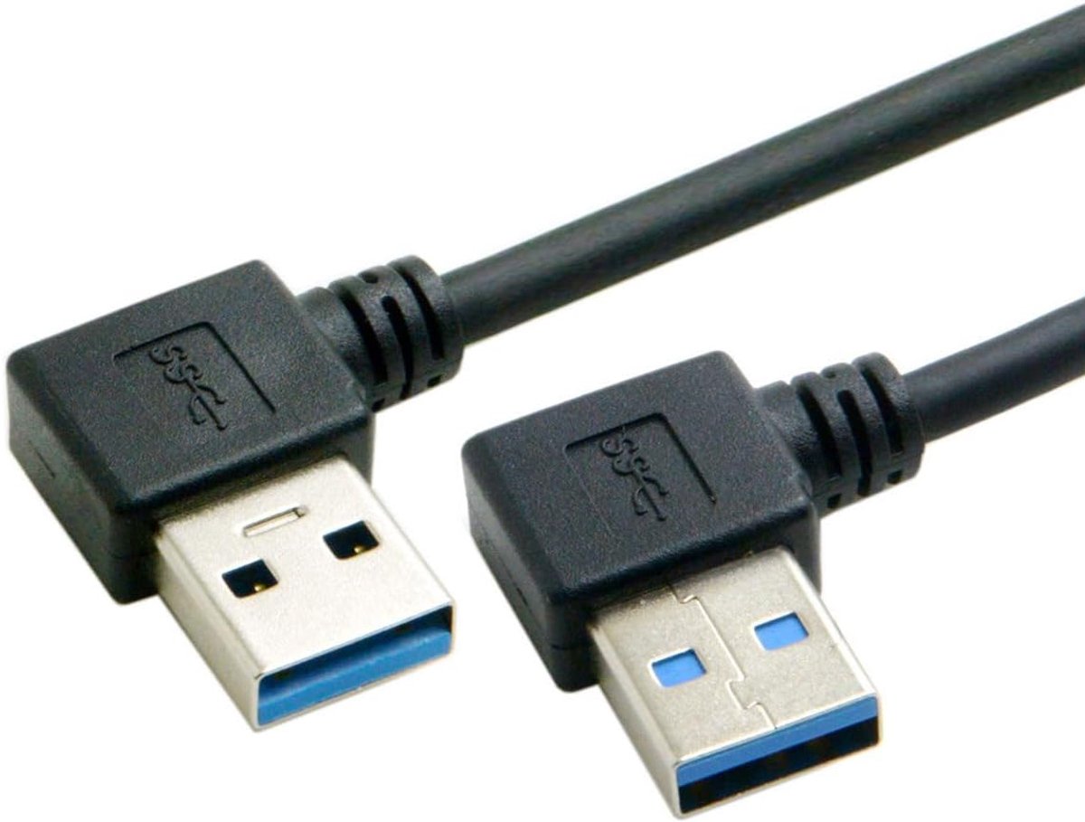 CY Cable 20cm USB 3.0 Type-A 90 Degree Left Angle to Straight Angular Data Cable for Hard Drive Computer - ShopVlot