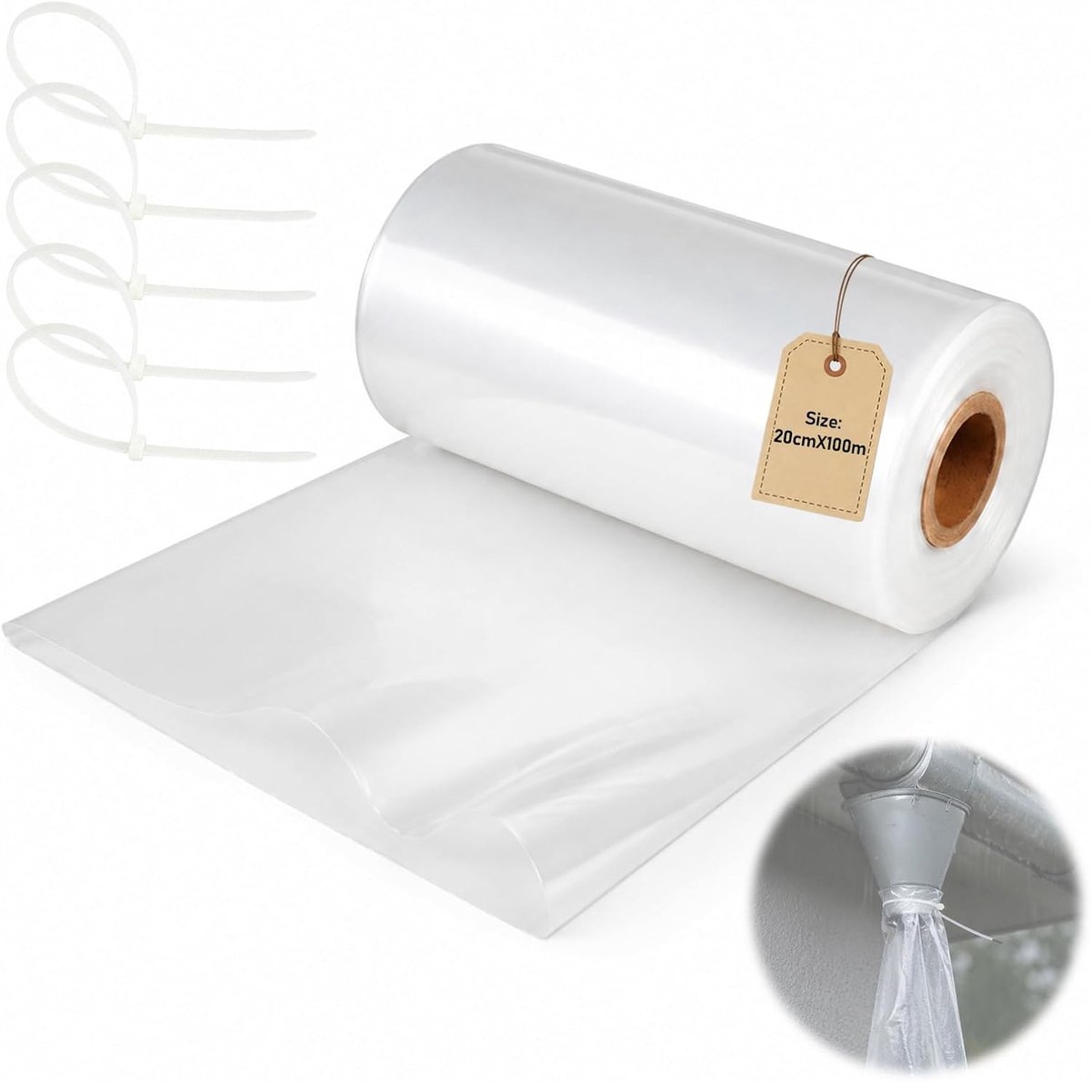 Afvoerslang 100 m - Transparant PE Film - Voor afvoerbuizen 125 mm - Efficiënte waterafvoer - ShopVlot