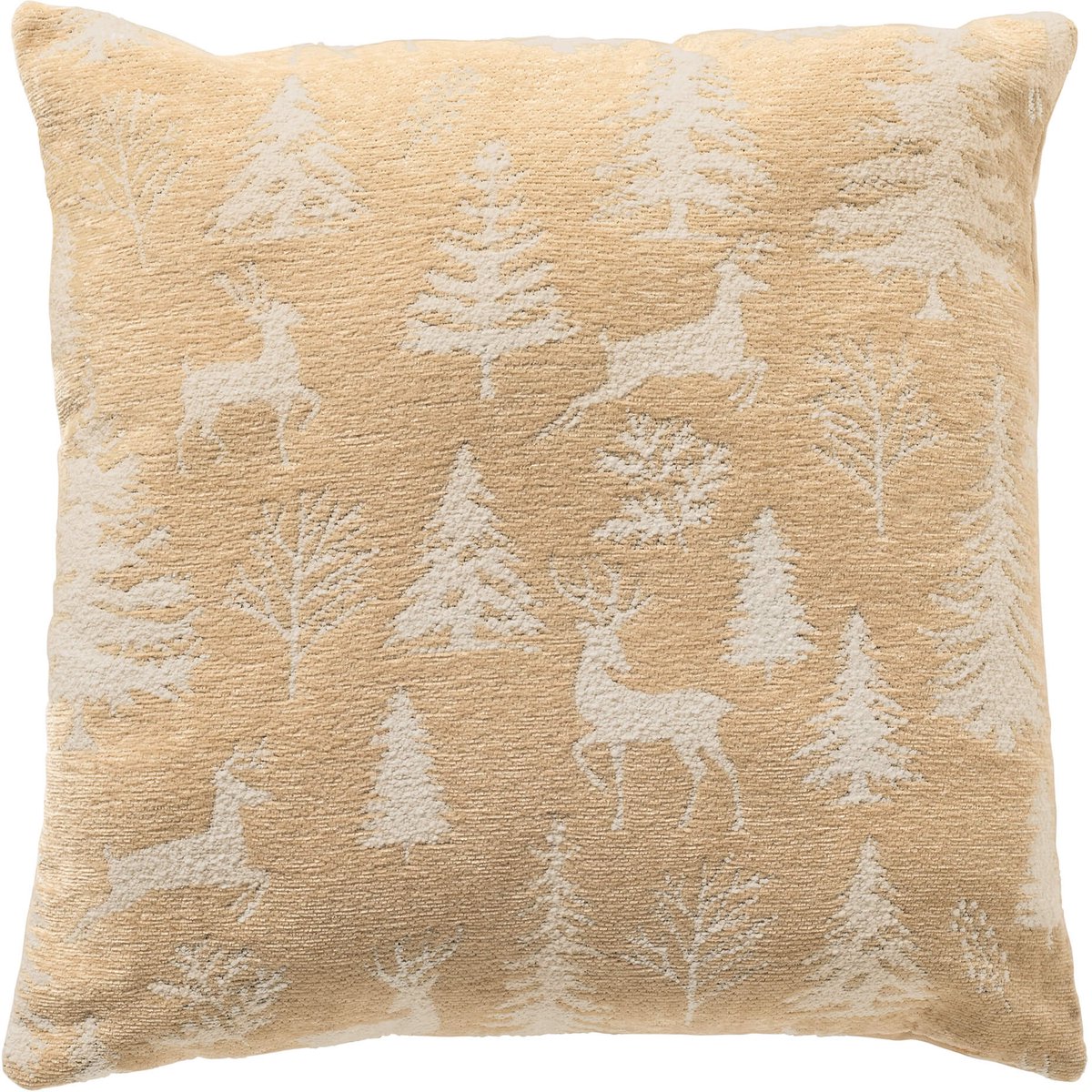 Textino kerstkussen GLORIA - sierkussen 45x45 cm - chenille - kerstmotief - beige - inclusief binnenkussen