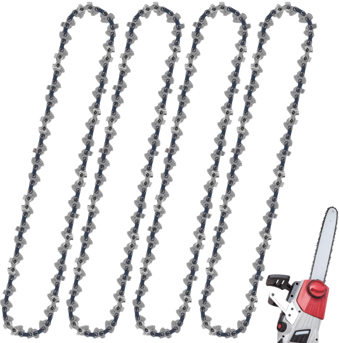 4 Stuks Mini Kettingzaagblad 8 Inch - 45 Aandrijflinks 1/4" Pitch - Vervangingsketting van Slijtvaste Koolstofstaal voor Houtzagen - Geschikt voor de meeste 20 cm Accu Kettingzagen