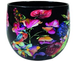 TS Collection - Bloempot Designed by Lammie - Midnight bloom - 15x12 - Metaal & Epoxy - Exclusieve woonitems voor binnen - Handgemaakt - Unieke print - Designed by Lammie
