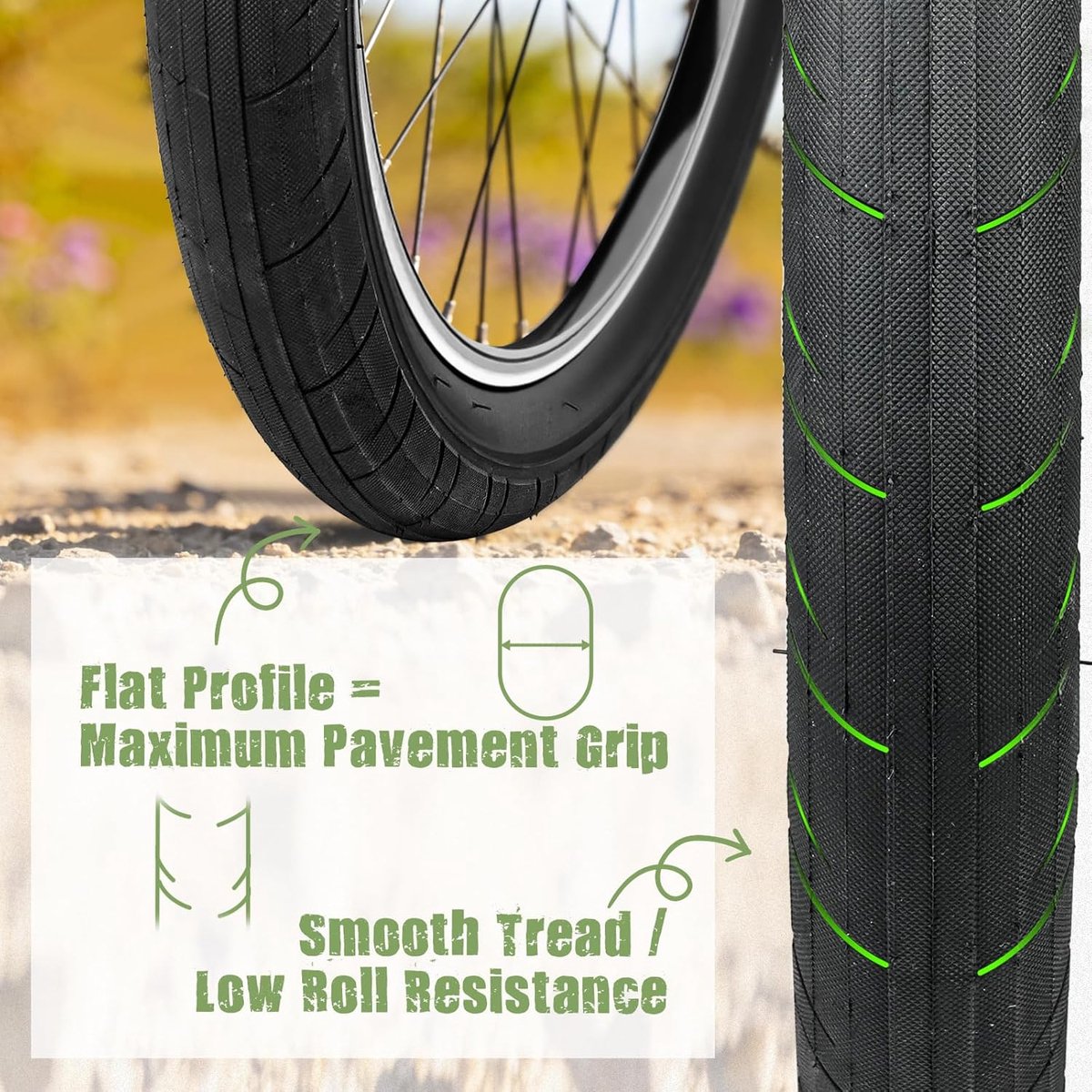 MEGHNA 20 x 2.4 Inch MTB Wide Cycling Jacket, Profile-Strong Off-Road Tyres for Youth Mountain Bikes/BMX/Folding Bikes - ShopVlot