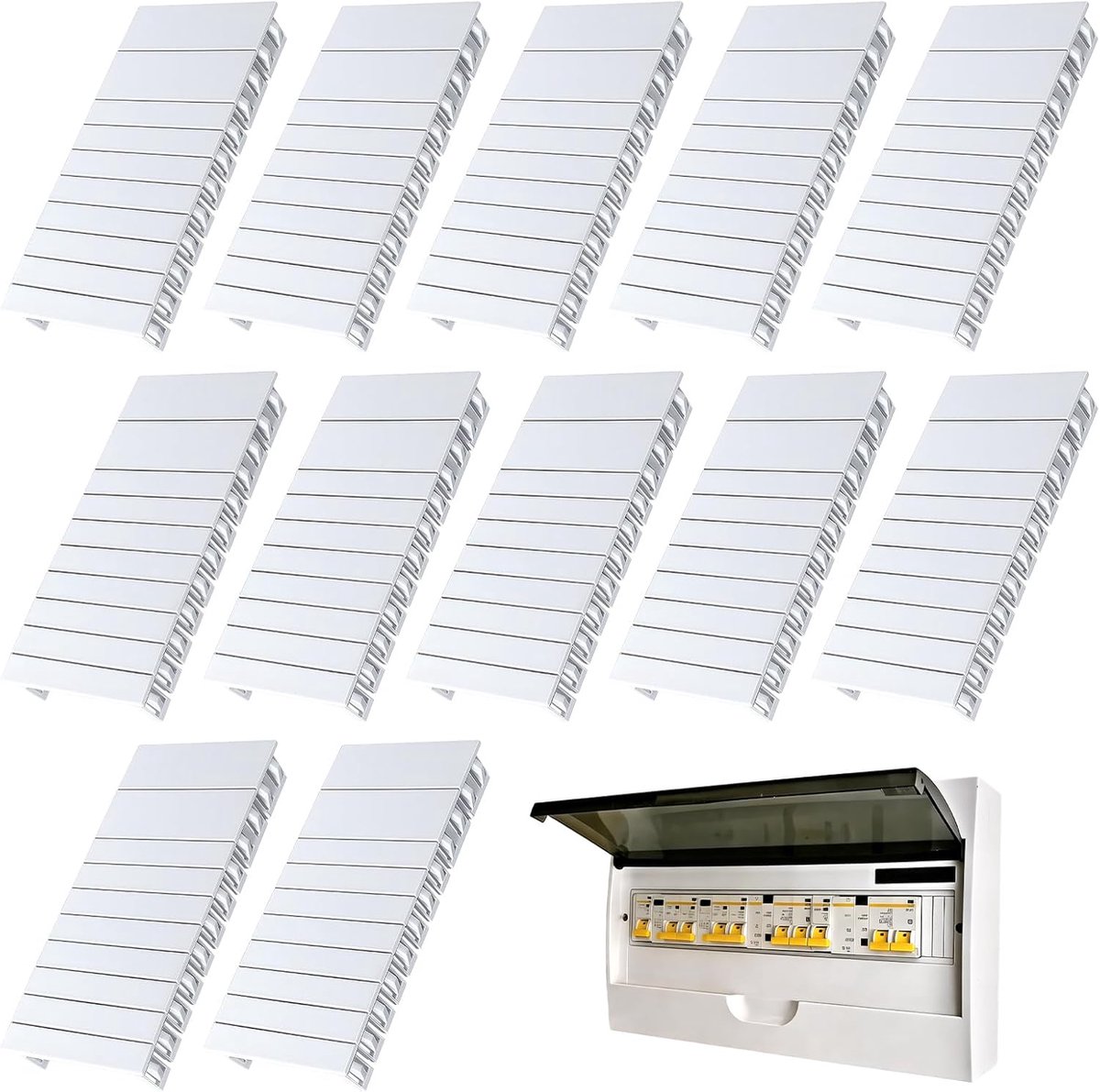 Afdekking zekeringkast 11 cm x 5 cm - set van 12 - scheiden en combineren - ideaal voor onderhoud - ShopVlot